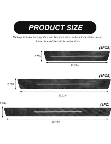 9 PCS Protector de Umbral de Puerta SHMZK Fibra de Carbono