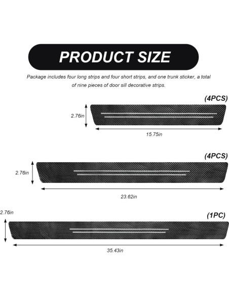 9 PCS Protector de Umbral de Puerta SHMZK Fibra de Carbono