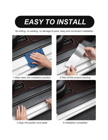 9 PCS Protector de Umbral de Puerta SHMZK Fibra de Carbono