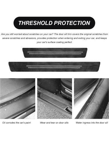 9 PCS Protector de Umbral de Puerta SHMZK Fibra de Carbono