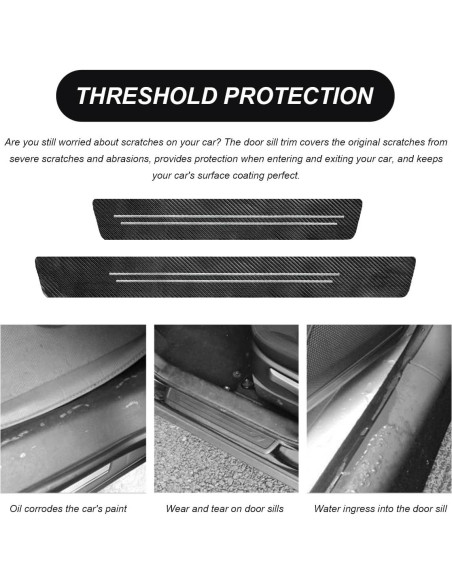 9 PCS Protector de Umbral de Puerta SHMZK Fibra de Carbono