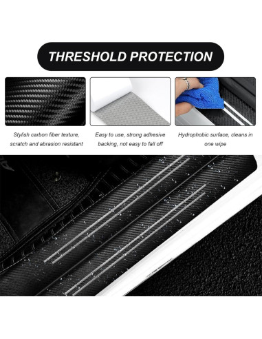 9 PCS Protector de Umbral de Puerta SHMZK Fibra de Carbono
