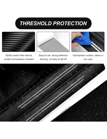 9 PCS Protector de Umbral de Puerta SHMZK Fibra de Carbono