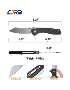 Cuchillo Plegable CJRB Kicker D2 Mango Fibra Carbono 21cm 2