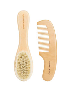 Juego de Cepillo y Peine para Bebés Greenth Pro - Madera Natural 2