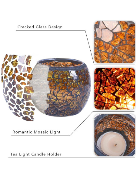 Soporte de Vela de Vidrio Rancco 6 Piezas Mosaico Multicolor