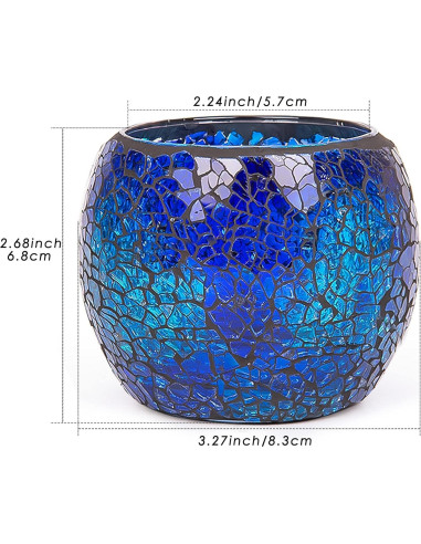 Soporte de Vela de Vidrio Rancco 6 Piezas Mosaico Multicolor