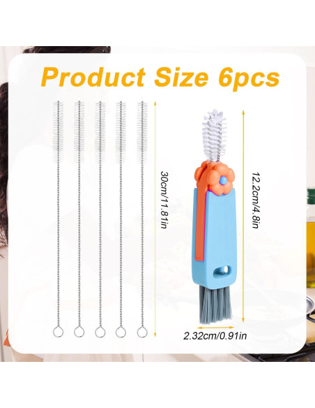 Juego de 6 cepillos limpiadores de botellas PEUTIER - Acero inoxidable y nylon