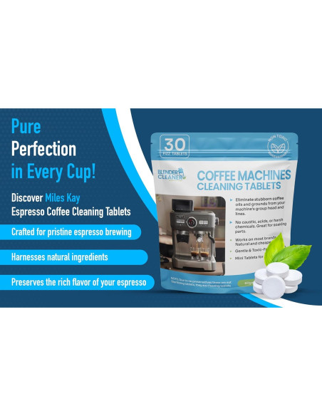 30 Tabletas de Limpieza Natural para Cafés Miles Kay - Universal