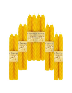 Velas Taper de Cera de Abeja Lacaser Amarillo 12 Piezas 22.86 cm