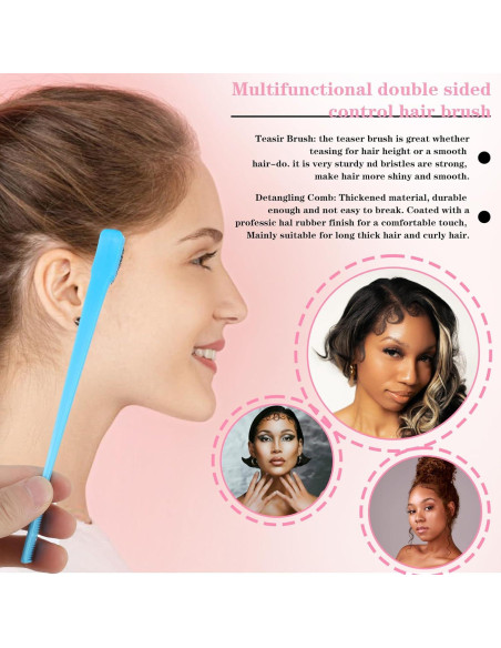 Juego de Cepillos y Peines de Bordes Molain - 5 Piezas Coloridas