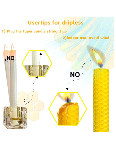 Velas Taper de Cera de Abeja Lacaser Amarillo 12 Piezas 22.86 cm