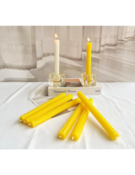 Velas Taper de Cera de Abeja Lacaser Amarillo 12 Piezas 22.86 cm