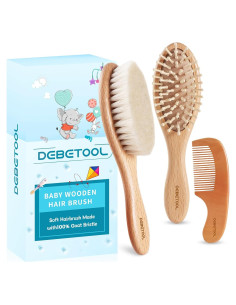 Juego de Cepillo y Peine para Bebés DEBETOOL - Madera Suave