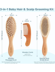 Juego de Cepillo y Peine para Bebés DEBETOOL - Madera Suave 2