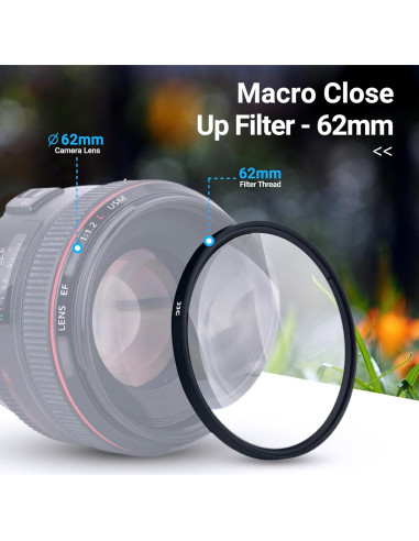 Juego de Filtros Macro JJC 62mm (+2 +4 +8 +10) para Fotografía