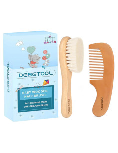 Juego de Cepillo y Peine para Bebés DEBETOOL - Madera Natural