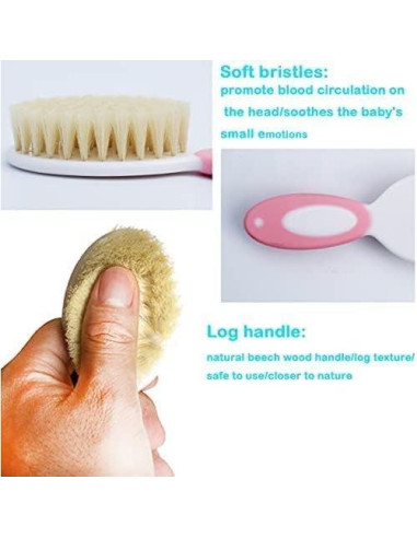 Juego de Cepillo y Peine para Bebés HUAYINGMEI Rosa