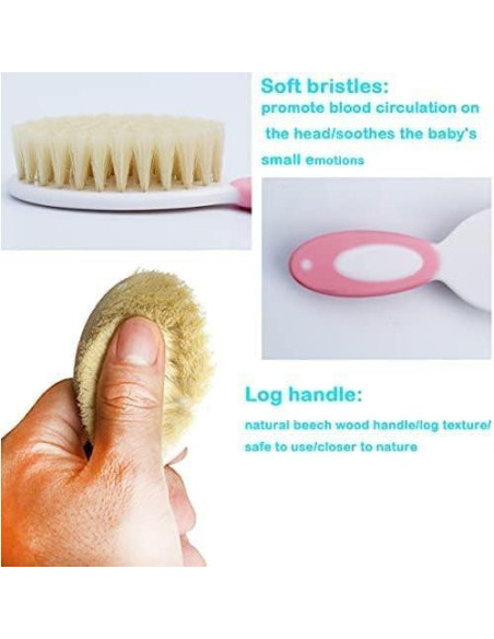 Juego de Cepillo y Peine para Bebés HUAYINGMEI Rosa