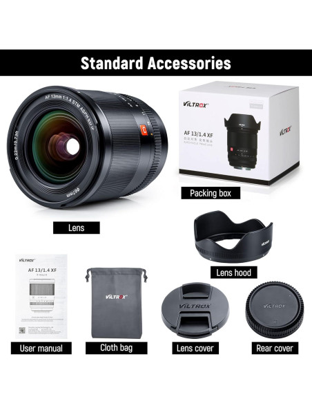 Lente VILTROX AF 13mm F1.4 XF para cámaras Fujifilm APS-C