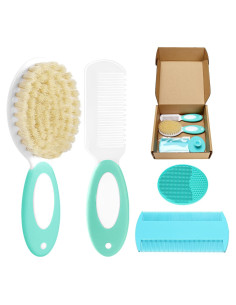 Juego de Cepillo y Peine para Bebés PAKENYESHA 4 Piezas Verde