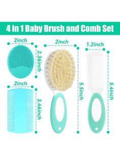 Juego de Cepillo y Peine para Bebés PAKENYESHA 4 Piezas Verde 2