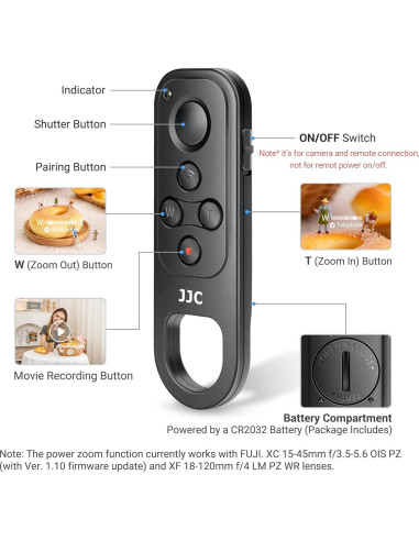 Control Remoto Inalámbrico JJC para Fujifilm X100VI X-T5 X-T4