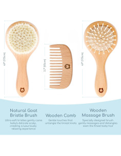 Juego de Cepillos de Madera para Bebés ROMY RO - 3 Piezas 2