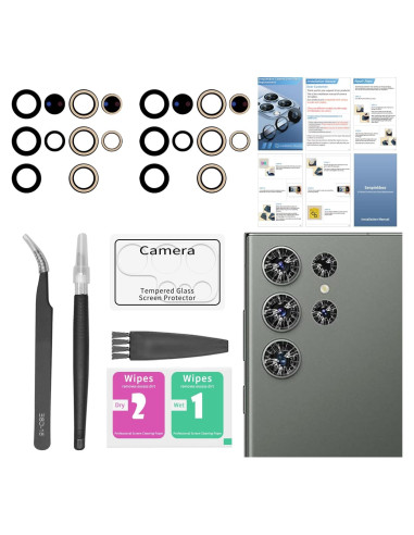 Kit de Reemplazo de Cristal de Lente de Cámara Senpinkboo para Samsung Galaxy S23 Ultra - 2 Piezas con Adhesivo y Herramientas