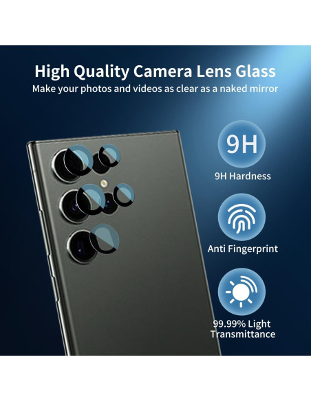 Kit de Reemplazo de Cristal de Lente de Cámara Senpinkboo para Samsung Galaxy S23 Ultra - 2 Piezas con Adhesivo y Herramientas