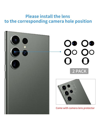 Kit de Reemplazo de Cristal de Lente de Cámara Senpinkboo para Samsung Galaxy S23 Ultra - 2 Piezas con Adhesivo y Herramientas