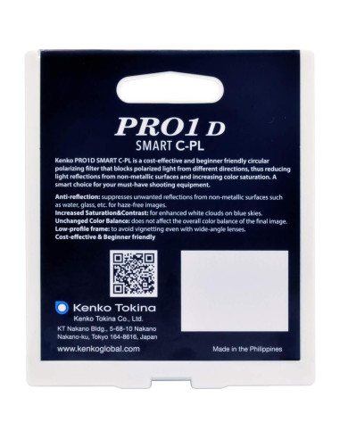 Filtro Polarizador Circular Kenko PRO1D Smart 77mm para Fotografía
