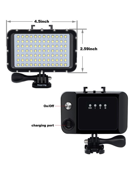 Luces Submarinas Suptig 84 LED Impermeables 50m para Cámaras