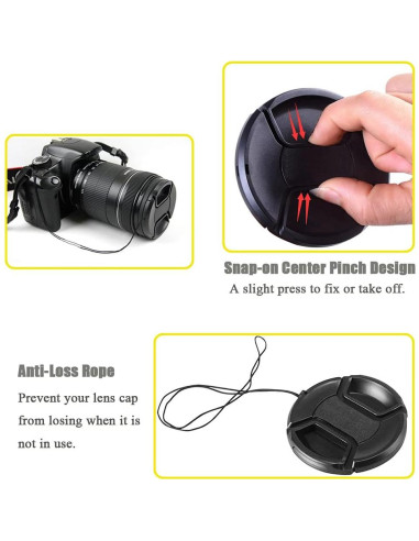 Tapa de lente 62mm Fire Rock para Nikon y Sony - 2 Packs