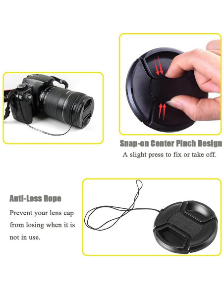 Tapa de lente 62mm Fire Rock para Nikon y Sony - 2 Packs Tapa de lente 62mm Fire Rock para Nikon y Sony - 2 Packs