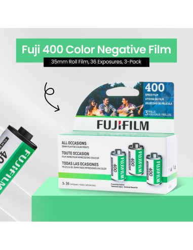 Película Negativa Color Fuji 400 - 3 Rollos 35mm, 36 Exposiciones