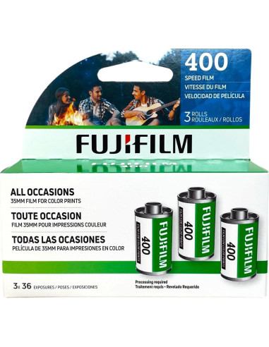 Película Negativa Color Fuji 400 - 3 Rollos 35mm, 36 Exposiciones