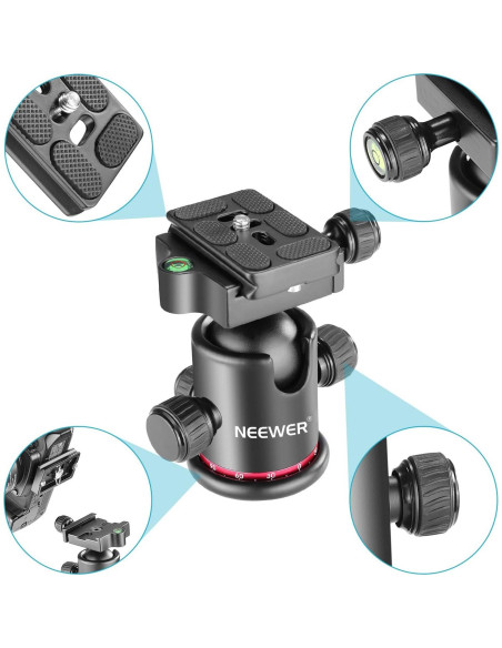 Cabezal de bola panorámico Neewer 360 con placa QR 1/4"