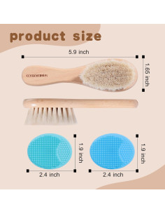 Juego de Cepillos para Bebé SAMEBUTECO - 3 Piezas, Suaves y Seguros 2