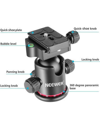 Cabezal de bola panorámico Neewer 360 con placa QR 1/4"