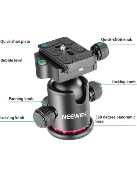 Cabezal de bola panorámico Neewer 360 con placa QR 1/4"