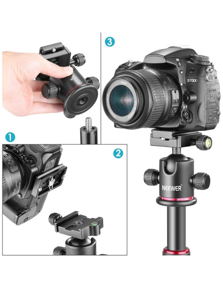 Cabezal de bola panorámico Neewer 360 con placa QR 1/4"