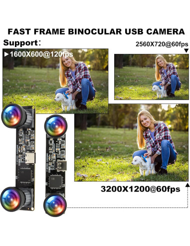 Módulo de Cámara USB IEights 1200P Doble Lente 3D 120fps