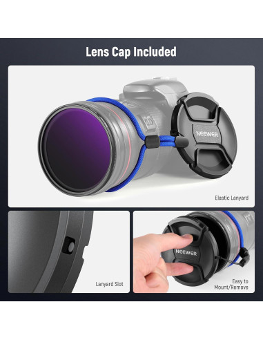 Filtro ND Variable 62mm NEEWER ND2-400 con Accesorios