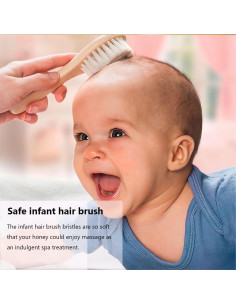 Juego de Cepillo y Peine para Bebés Ecológico - Madera y Cabra 2