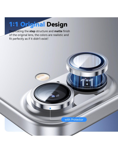 Protector de Lente de Cámara Hoerrye para iPhone 16 Plus - Vidrio Templado 9H+