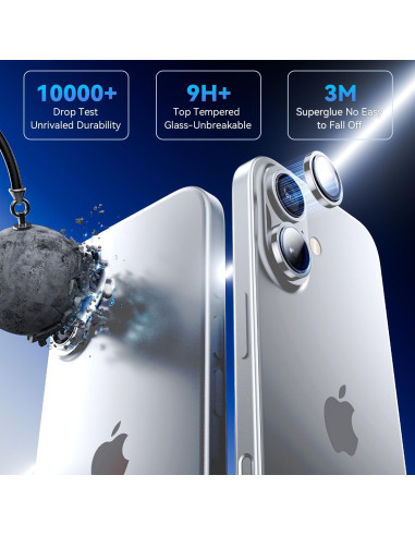 Protector de Lente de Cámara Hoerrye para iPhone 16 Plus - Vidrio Templado 9H+