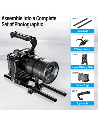 Base de Cámara SIRUI AM-QA-LR con Riel de 15mm y Placa QR