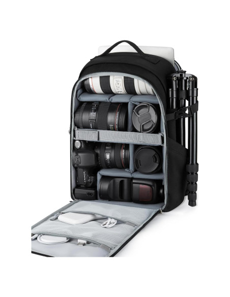 Mochila para Cámara BAGSMART Negra 30L para DSLR y Laptop 15.6"