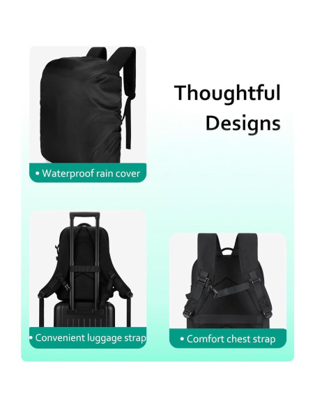 Mochila para Cámara BAGSMART Negra 30L para DSLR y Laptop 15.6"
